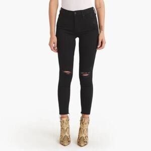 MOTHER The Looker Ankle Fray in Guilty As Sin Black Jeans 28